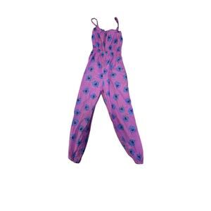 Kids purple and blue floral jumpsuit with pockets, no size
